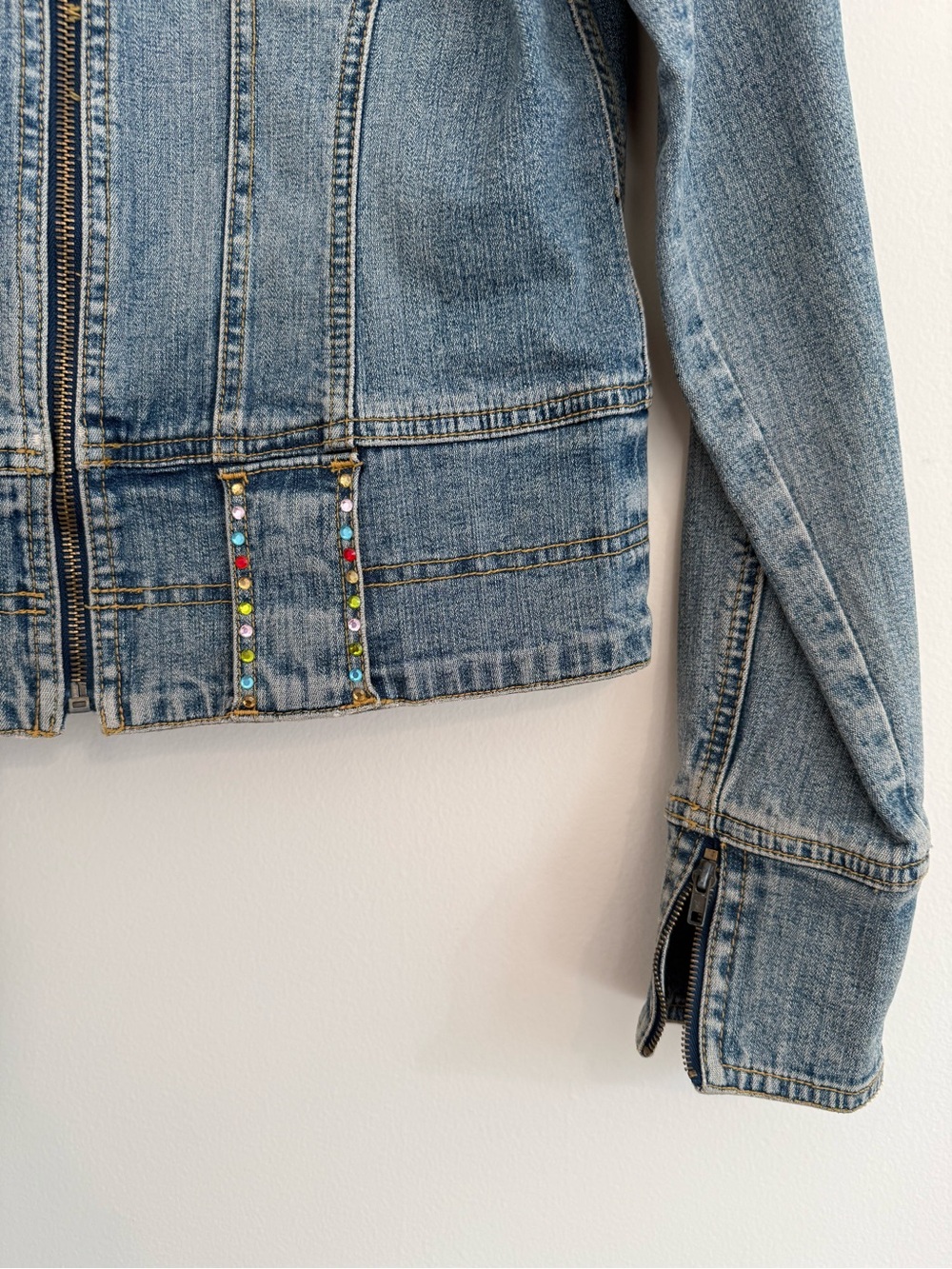Vintage Yuka Jeans Denim Jean Jacket Bedazzled Sample Women’s Medium - Picture 2 of 14
